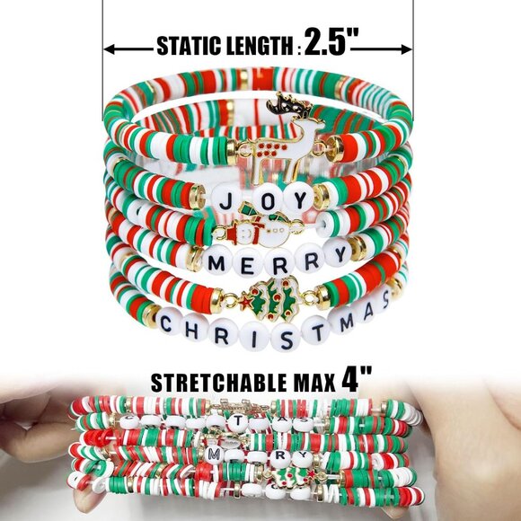 6-Pack Christmas Bracelets Candy-Style Stacks for Women & Teens Gifts - Picture 6 of 6